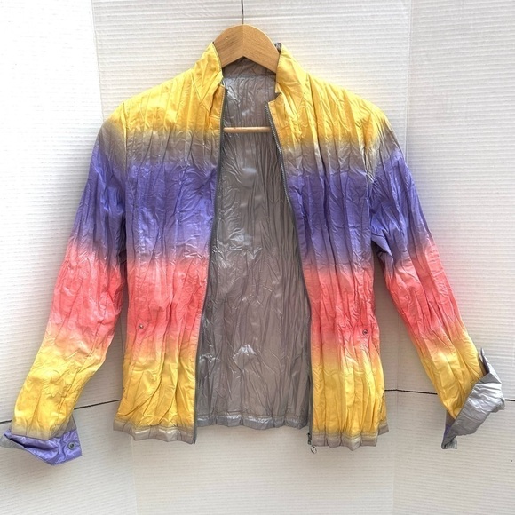 FILA Golf Italy rare reversible jacket rainbow silver zipper - Picture 13 of 14